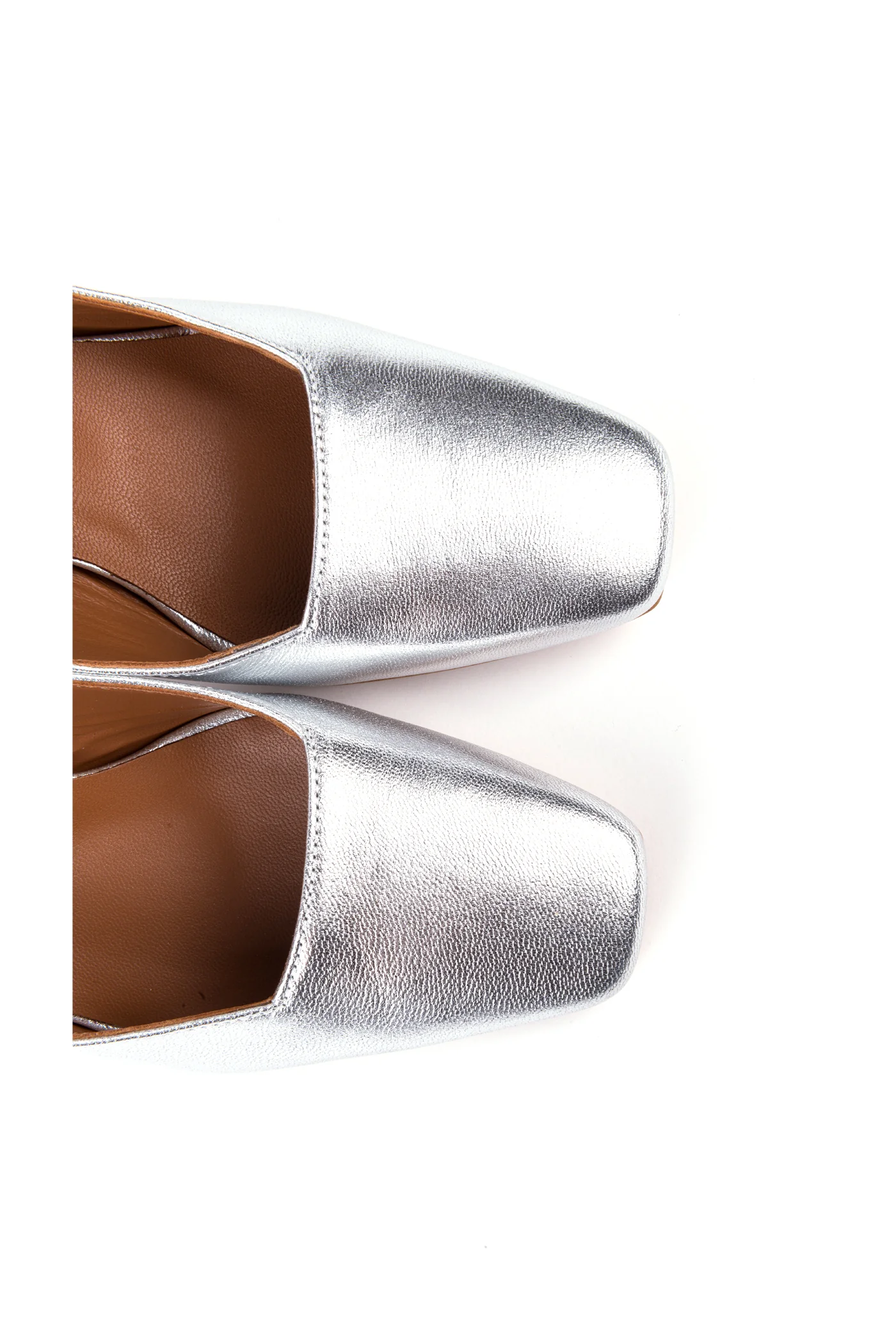 Slingbacks em pele metalizada com elástico - Image 3