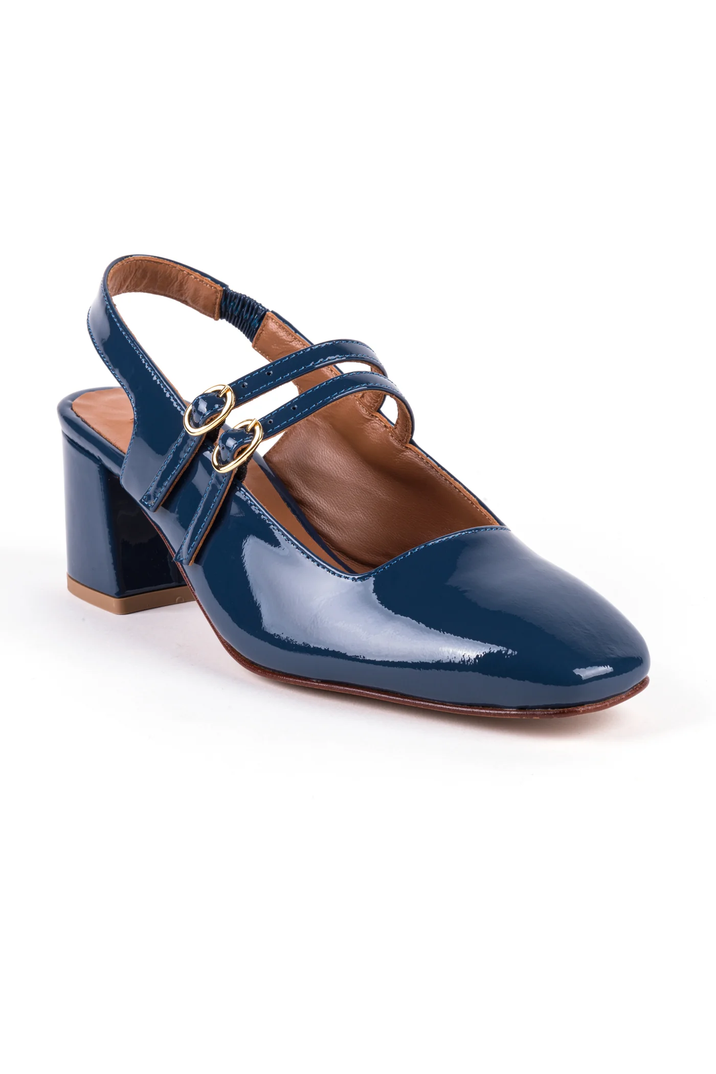 Slingbacks com salto médio estilo Mary Jane em pele envernizada - Image 2