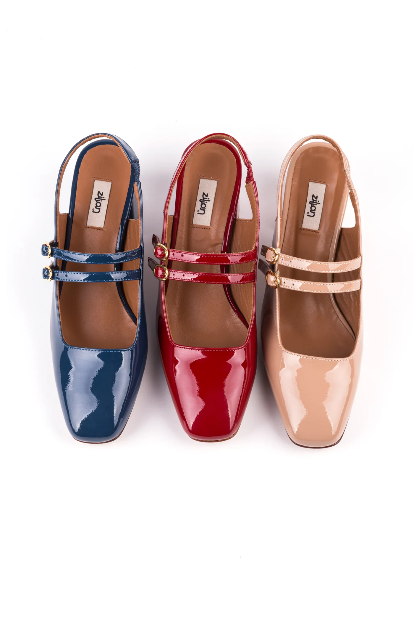 Slingbacks com salto médio estilo Mary Jane em pele envernizada - Image 5