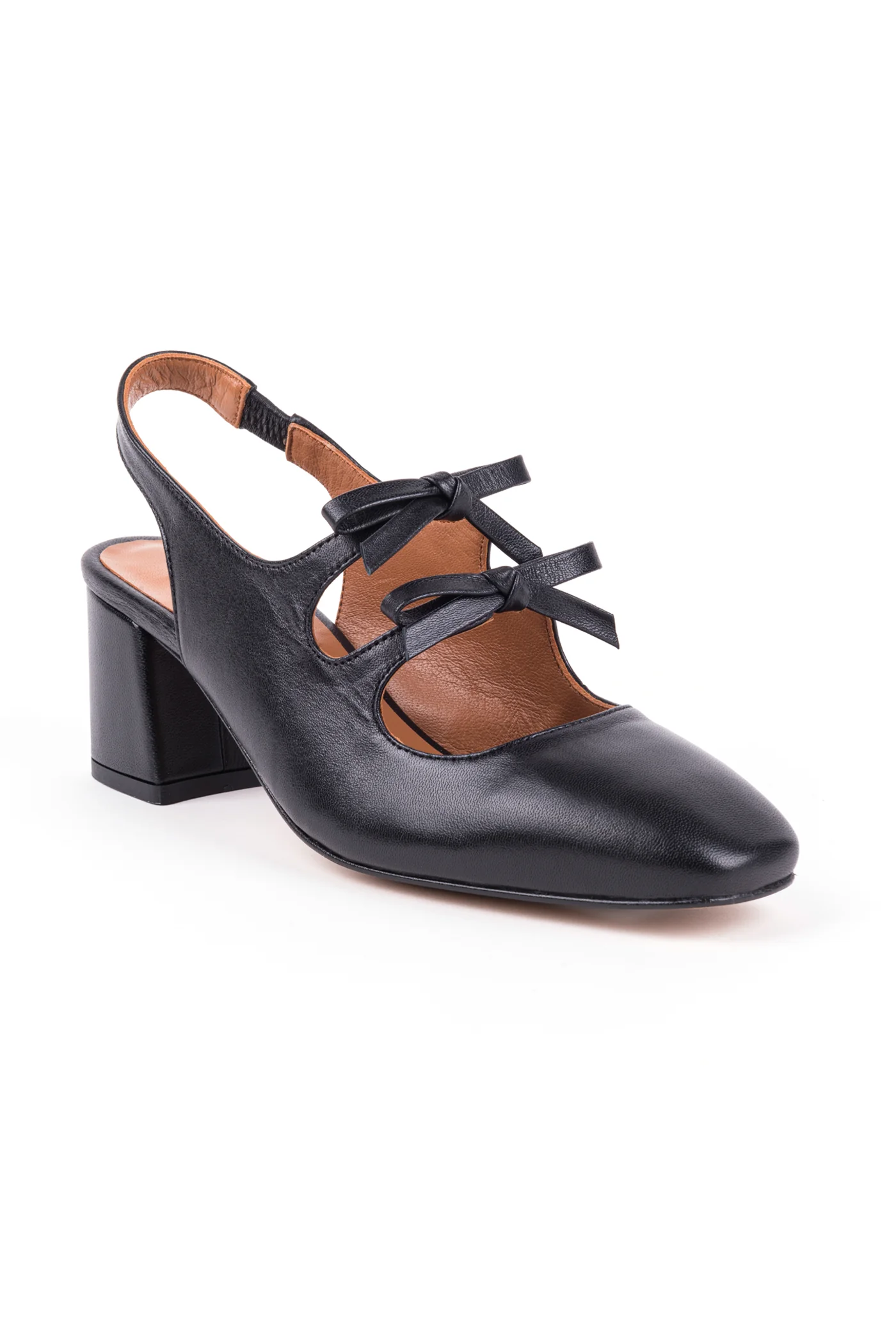 Slingbacks com salto médio em pele - Image 3