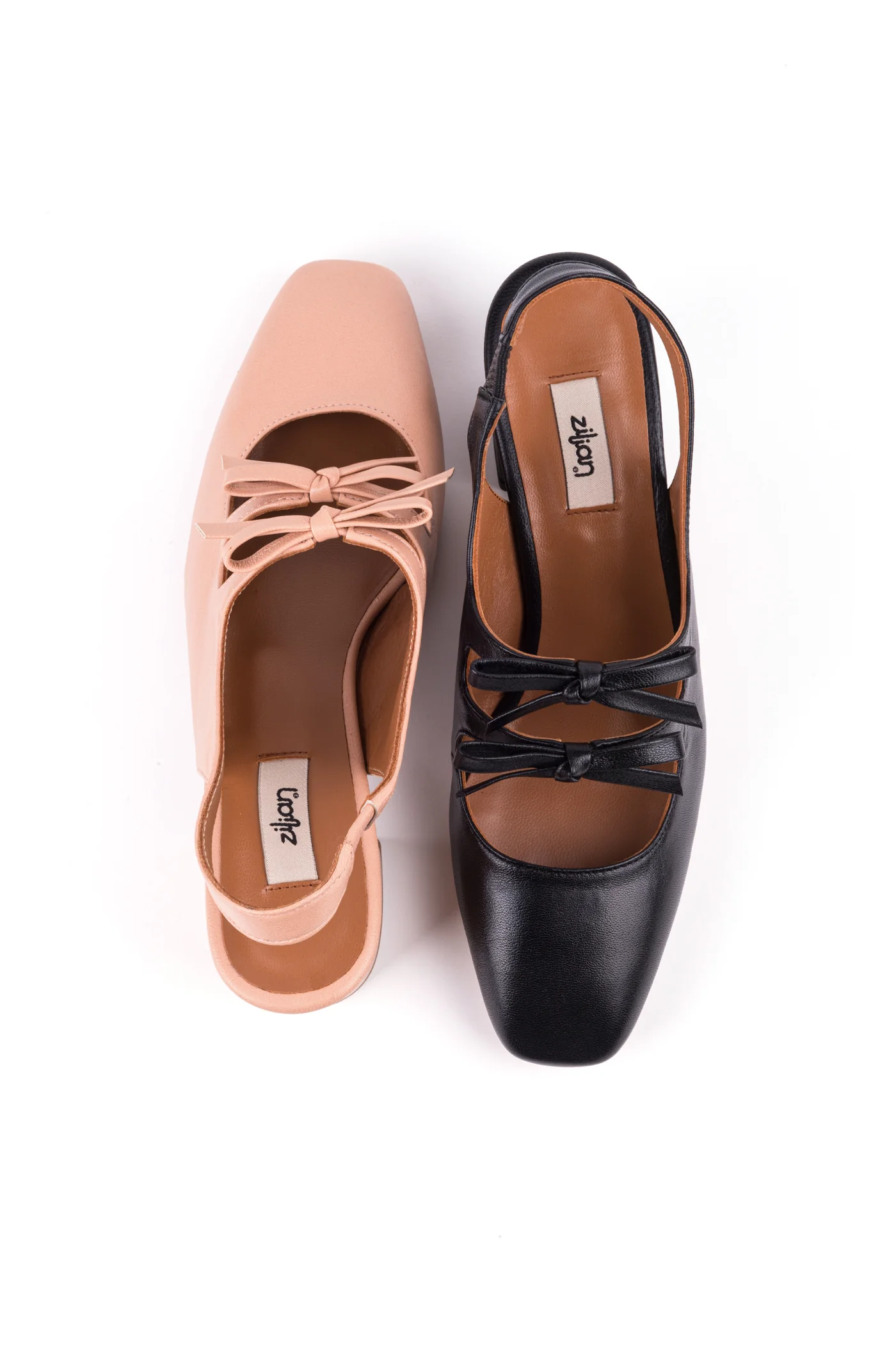 Slingbacks com salto médio em pele - Image 5