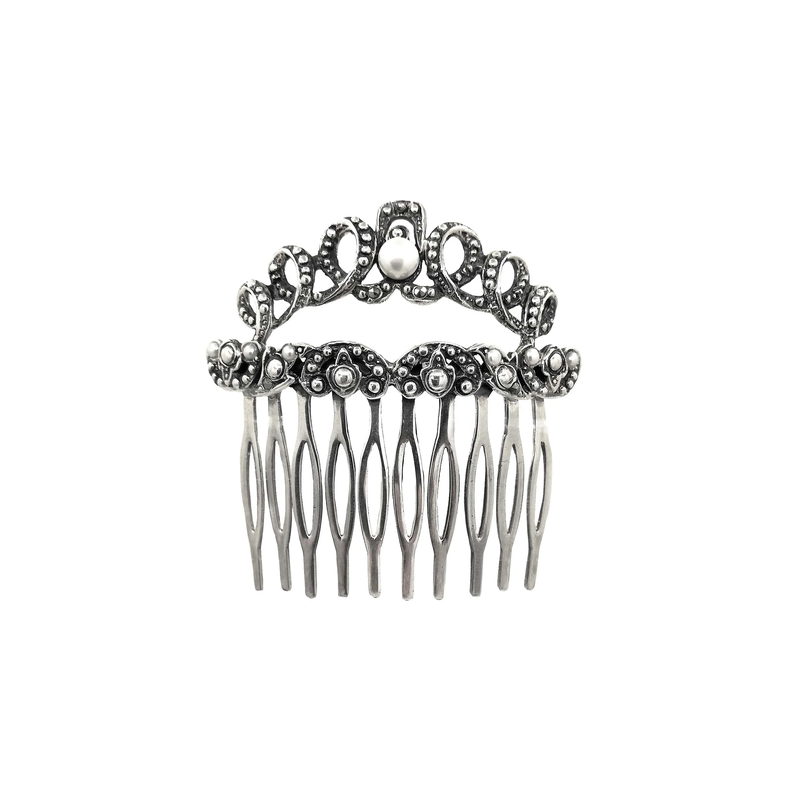 Travessa de cabelo com Marcassites e Pérolas em