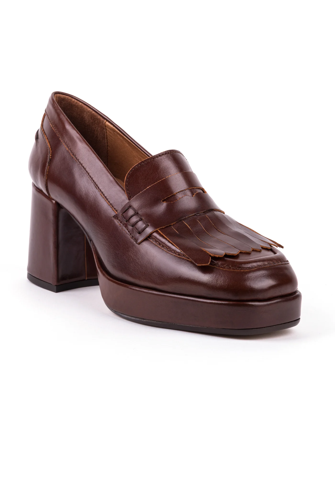 Sapatos de salto alto com franjas em pele - Image 5