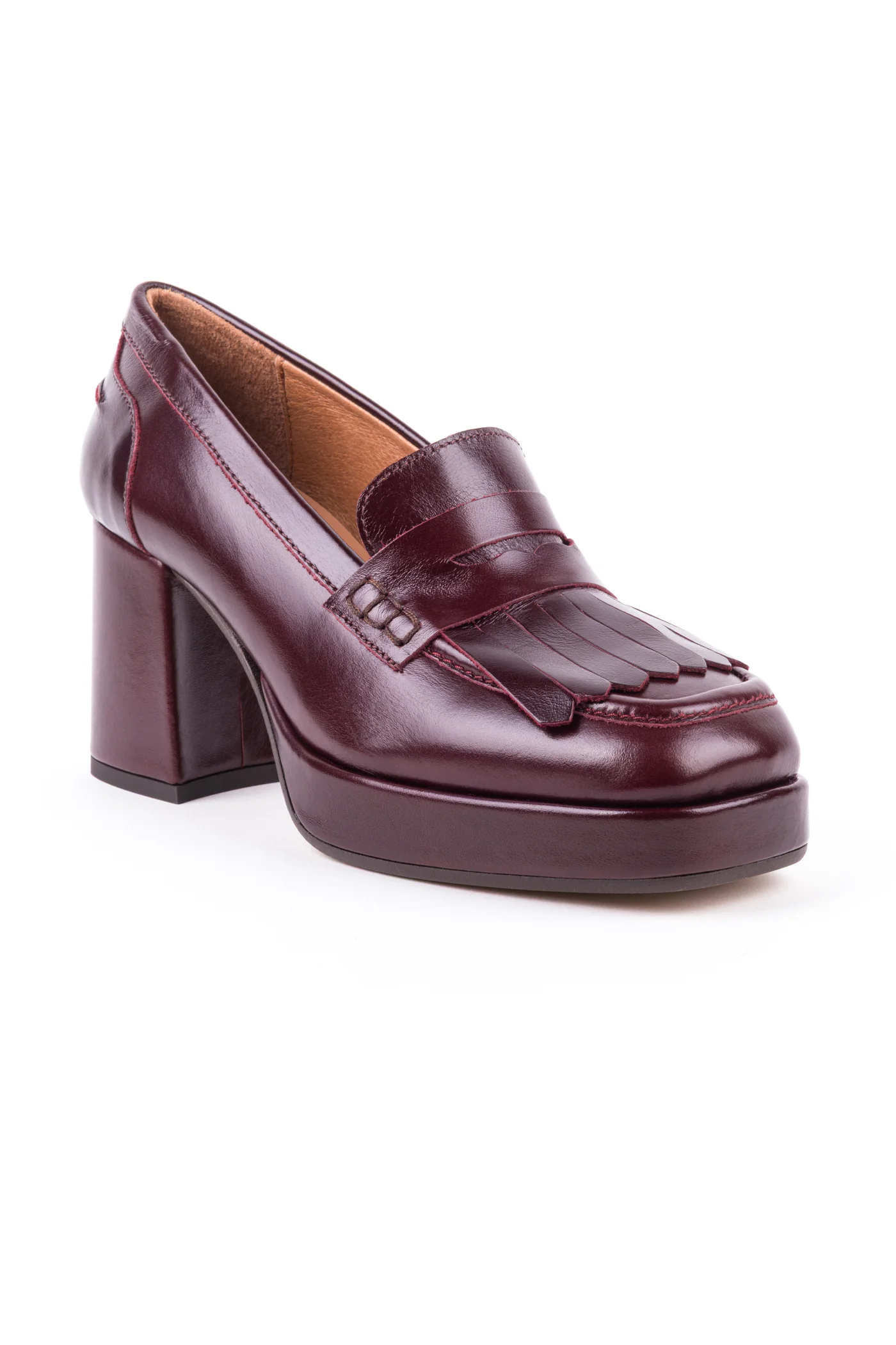 Sapatos de salto alto com franjas em pele - Image 8